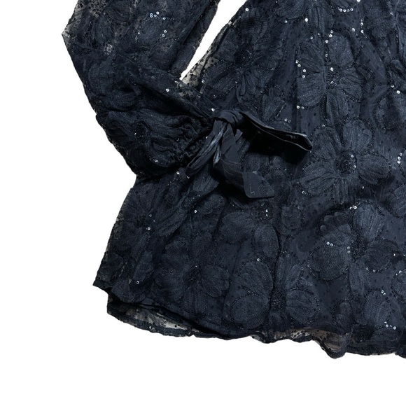 For Love & Lemons Black Kiersten Long Sleeve Mini Dress US XS - Picture 3 of 11